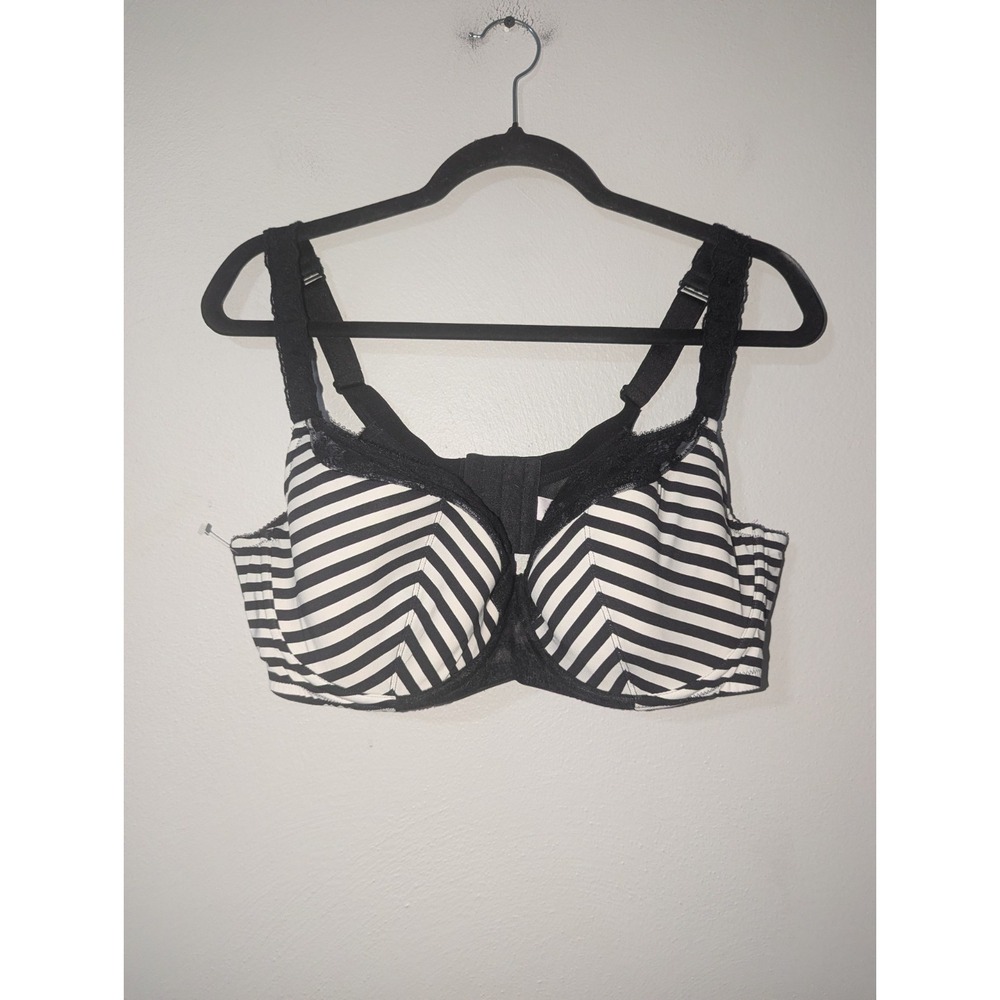 42DD Cacique Black/White Underwire Chevron Lace Bra